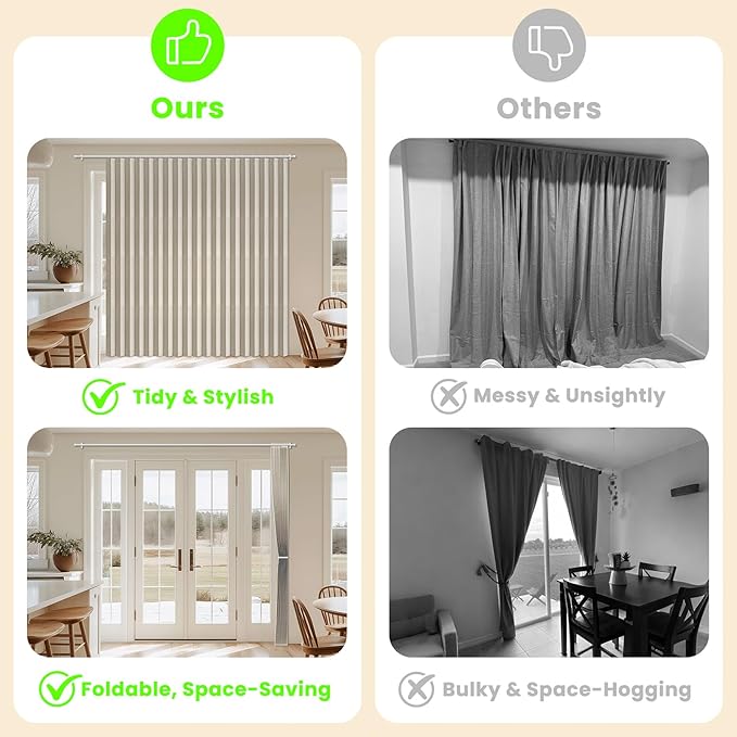 AJAZZ Blackout Accordion Door Curtain 98"x78" Cream White - Image 2