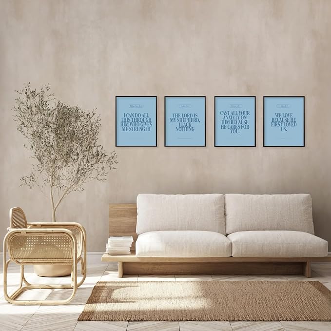 Locomiss Blue Christian Wall Art Decor Posters, Minimalist Jesus Scripture - Image 4