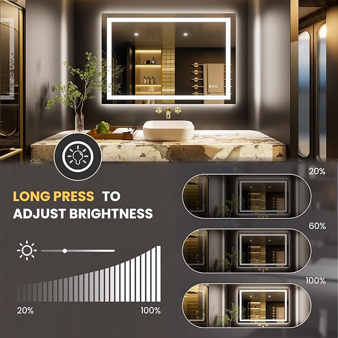 LOAAO 44"x30" LED Bathroom Mirror - Image 3