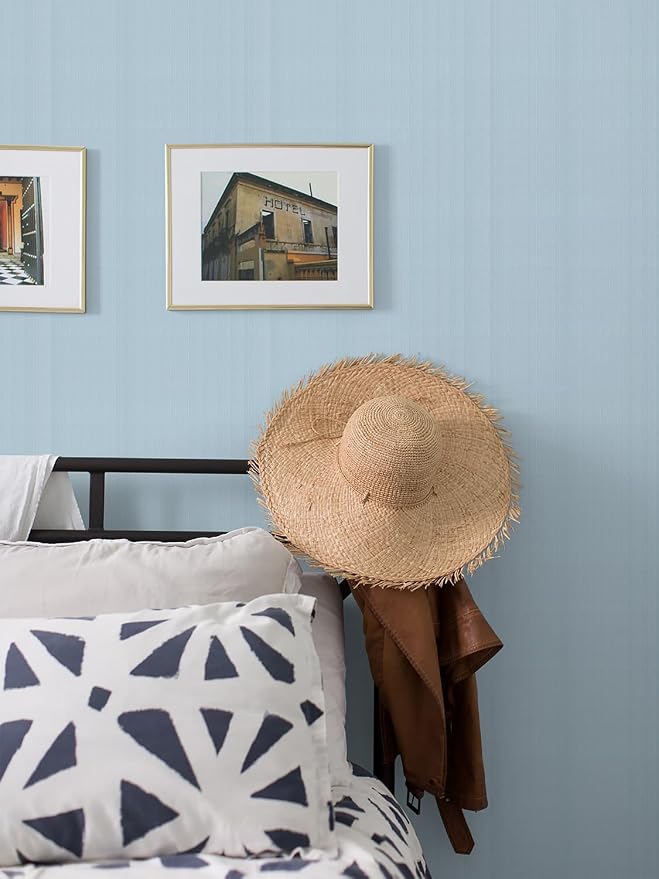 Orainege Peel and Stick Wallpaper Light Blue Wallpaper 15.7"x393.7" Textured - Image 5