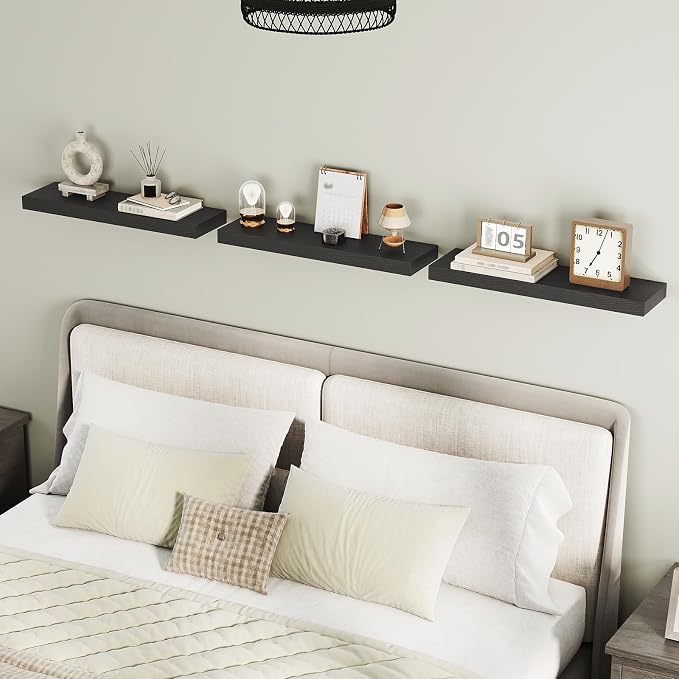 RALGEND Floating Shelves for Wall, 1.5" Thick Wall Shelf Set of 3 - Image 8