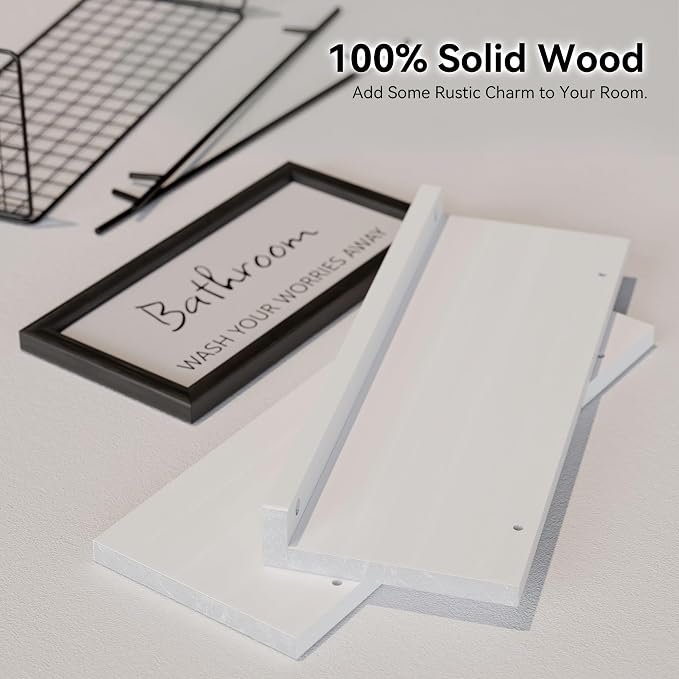 WOPITUES Floating Shelves for Wall Decor Sign, Bathroom Organizer and Storage - Image 4