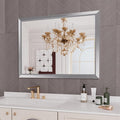 Amorho 48X36 Inch Bathroom Mirror Silver, Thick Metal Framed Wall Mirrors by Amorho