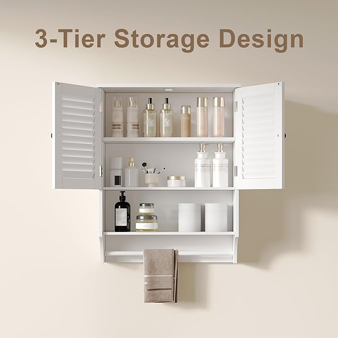ChooChoo Medicine Cabinet, Bathroom Wall Cabinet, 2 Doors Over The Toilet Space - Image 5