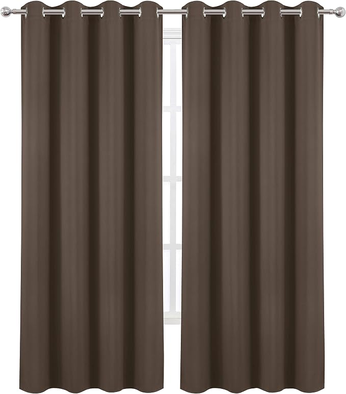 LEMOMO Chocolate Brown Thermal Blackout Curtains/52 x 108 Inch/Set of 2 Panels - Image 2