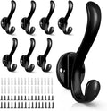 8 Pack Coat Hooks Wall Mount Heavy Duty Utility Retro Double Hooks by PEOIAOY