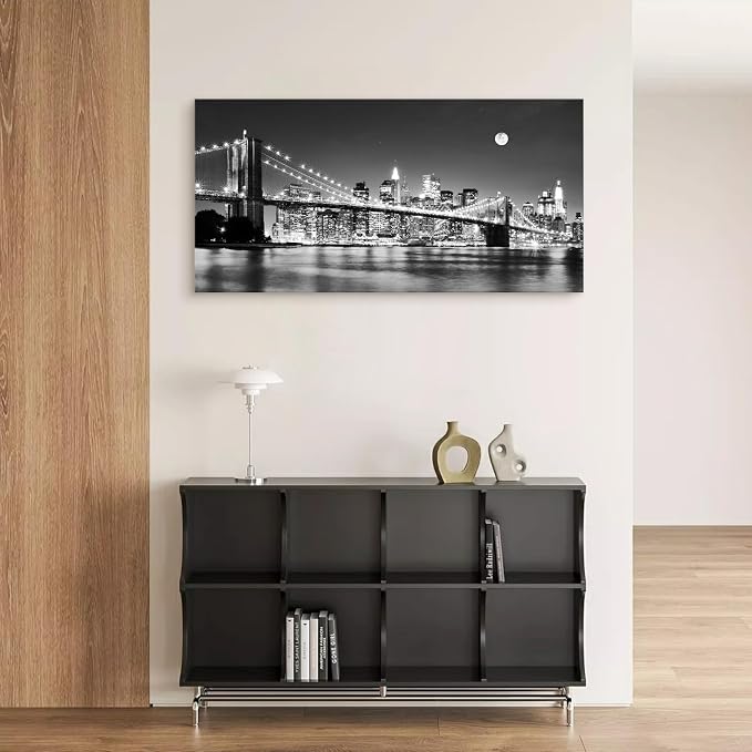 Baisuart-Q30398 Brooklyn Bridge Night View 1 Panels Landscape Artwork Canvas - Image 8