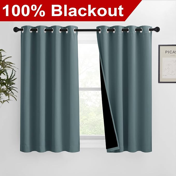 NICETOWN 100% Blackout Curtains 54 inches Long, Double-Deck Completely Blackout - Image 2