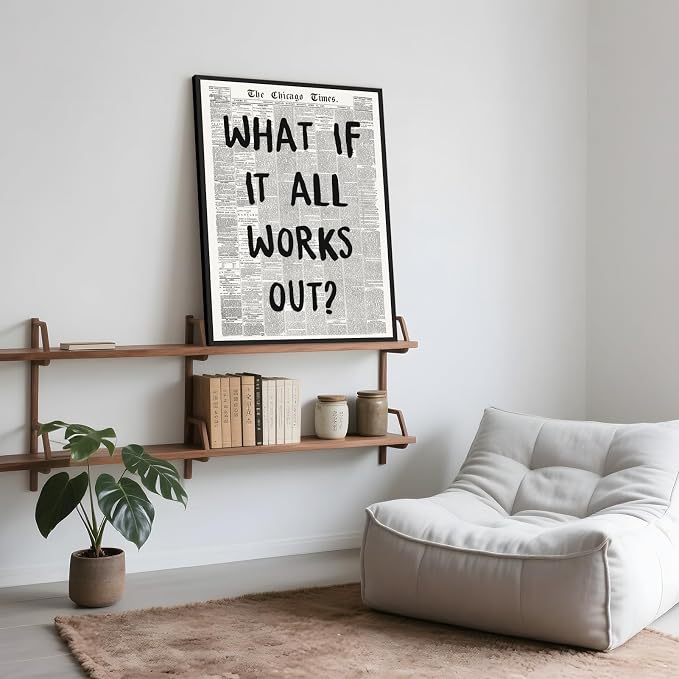 Framed What If It All Works Out Wall Art Black and White Retro Newspaper Poster - Image 6