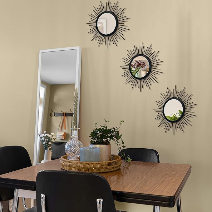 3 Set Black Sunburst Mirrors for Wall Decorative Metal Mirrors Small Mirror - Image 2