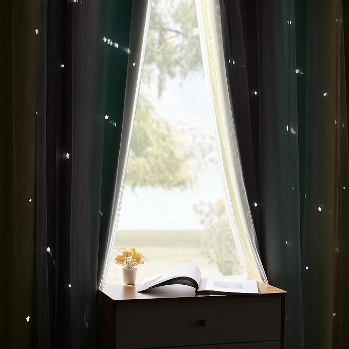 XiDi Curtains for Bedroom Decor, Rainbow GreenYellowGrey52/45/1 - Image 5