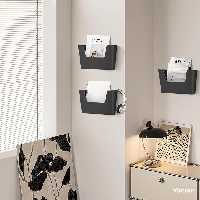 YOHOM Adhesive File Holder Plastic Document Folder Door No Drilling Mount Mail - Image 5