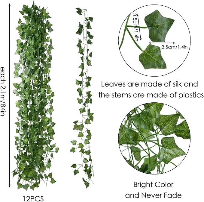 Freyalife Fake Vines for Room Decor Artificial Ivy Leaves Hanging Greenery - Image 2