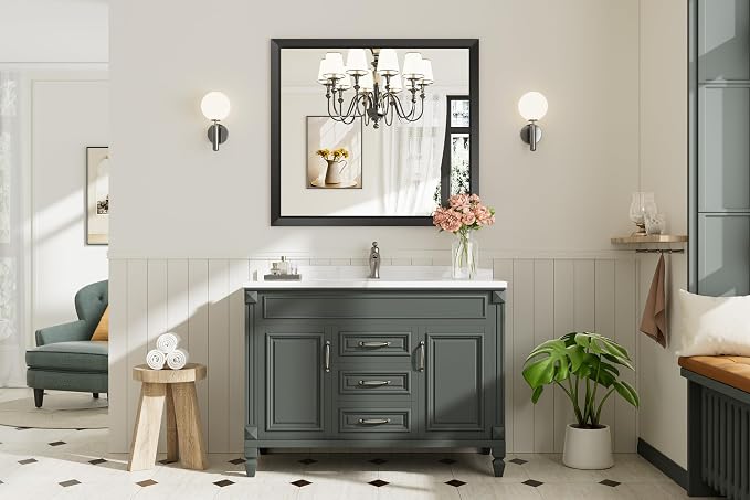 Briivue 40x36 Inch Black Bathroom Mirror - Image 9