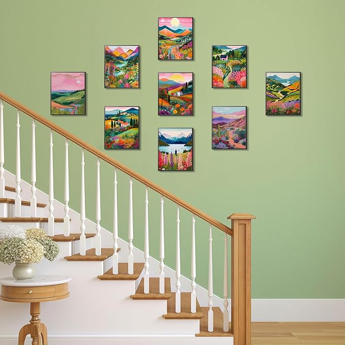 Plant Floral Landscape Wall Art Set of 9, Colorful Abstract Nature Landscape - Image 7