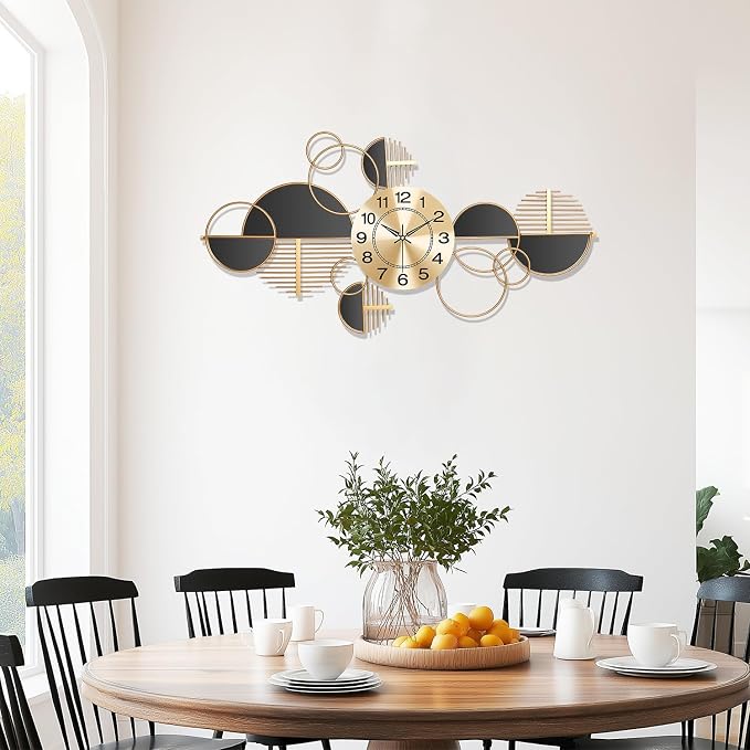 Large Wall Clock, Modern Silent Non-Ticking Metal Wall Art Wall Clocks Battery - Image 7