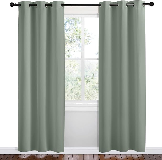 NICETOWN Greyish Green Room Darkening Curtains - Image 2