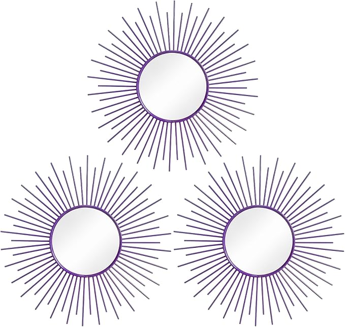 3 Pack Metal Mirrors for Wall Sunburst Wall Mirrors Home Décor Decorative by Uaussi