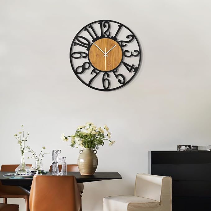 LEIKE Large Wall Clocks, Non Ticking, Battery Operated Rustic Round Modern Big - Image 6