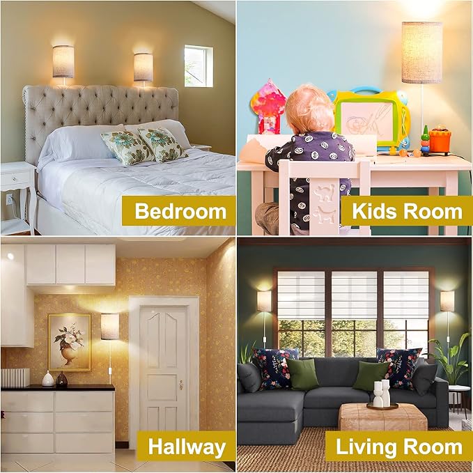 AVV Wall Sconces Set of Two, Wall Lamp Plug in - Image 3