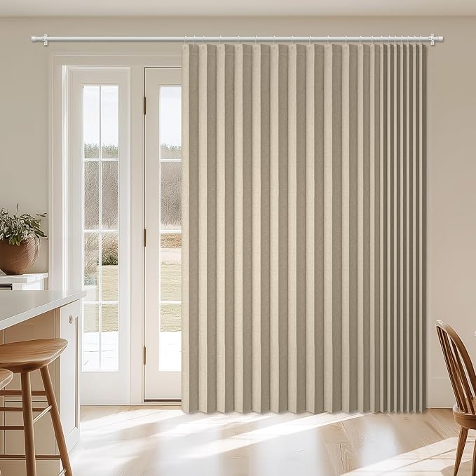 AJAZZ Blackout Accordion Door Curtain 98"x84" Cream Yellow by AJAZZ