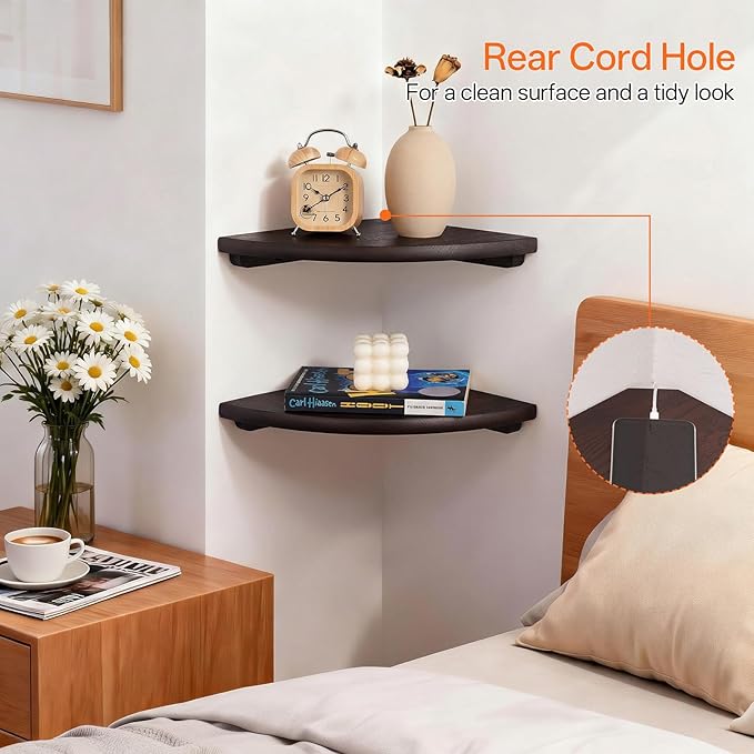 Gieanoo Corner Wall Shelf, 16inch Solid Oak Wood Floating Corner Shelf - Image 6