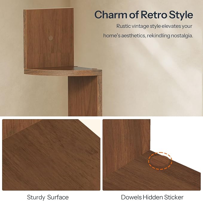 HOOBRO Corner Shelf Wall-Mounted, 5-Tier Corner Bookshelves - Image 7