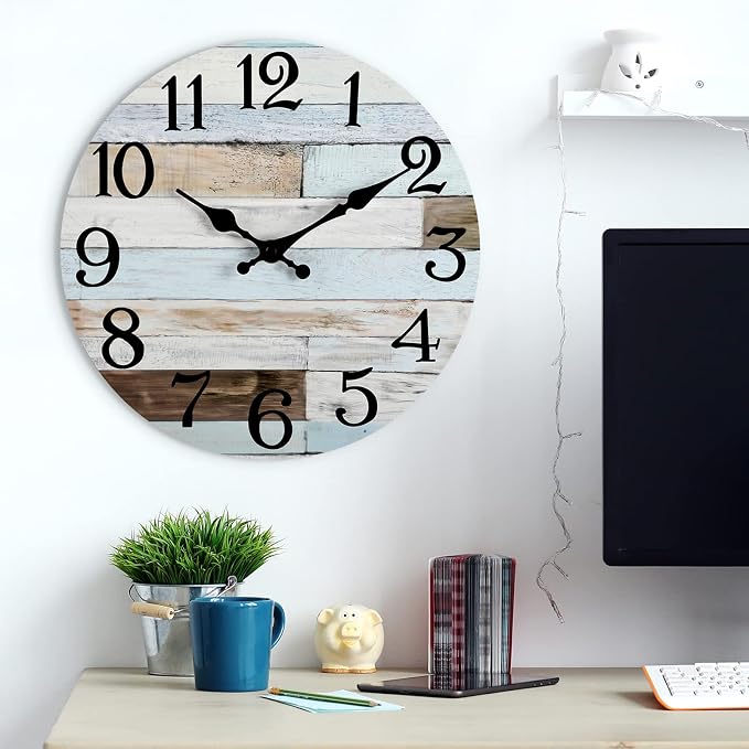 KECYET Wall Clock Battery Operated 16 Inch Silent Non-Ticking Coastal Country - Image 7