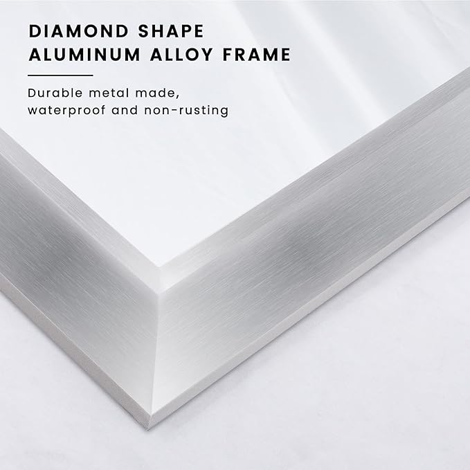 Amorho 48x30 Inch Bathroom Mirror Silver, Thick Metal Framed Wall Mirrors - Image 2