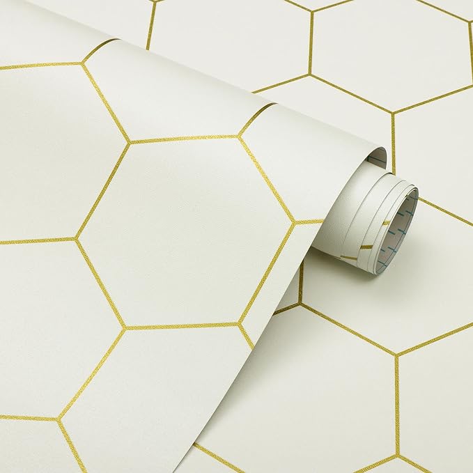 Beige and Gold Wallpaper Geometric Peel and Stick Wallpaper by Fiula