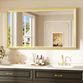 Keonjinn 55" x 30" Gold Bathroom Mirror, Brushed Gold Metal Framed Mirrors by Keonjinn