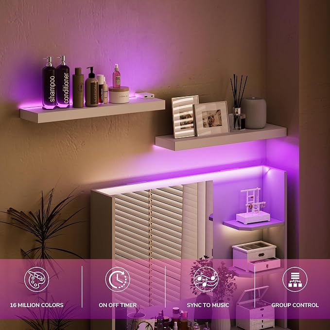 BAMEOS Floating Shelves with RGB LED - Image 3