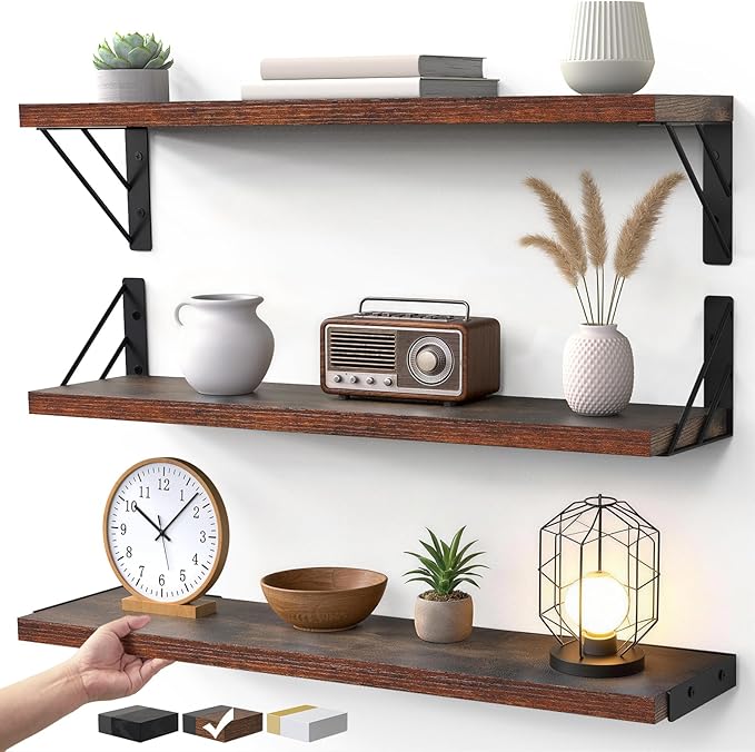 BAYKA 23-in Floating Wall Shelves, Rustic Wood Wall Shelves by Bayka