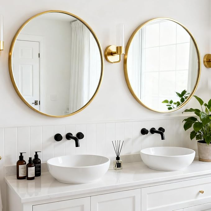 Round Wall Mirror 20 Inch Gold Vanity Mirror - Image 7
