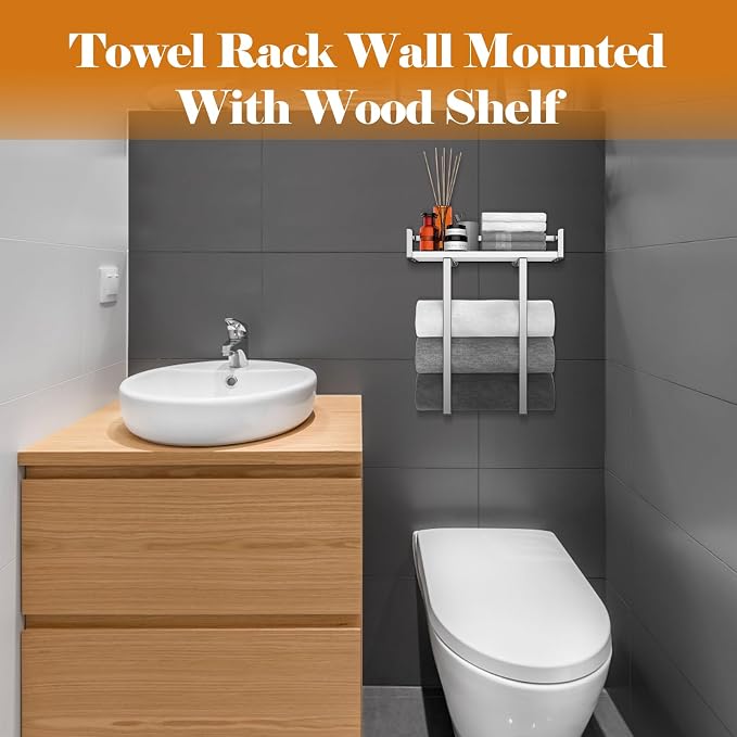 Towel Rack Wall Mounted, Xstydes Metal Towel Holder - Image 4