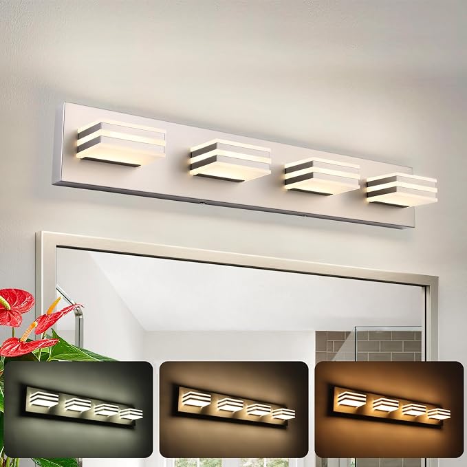 4-Light LED Brushed Nickel Vanity Lights by BrightUpHomeWithLight