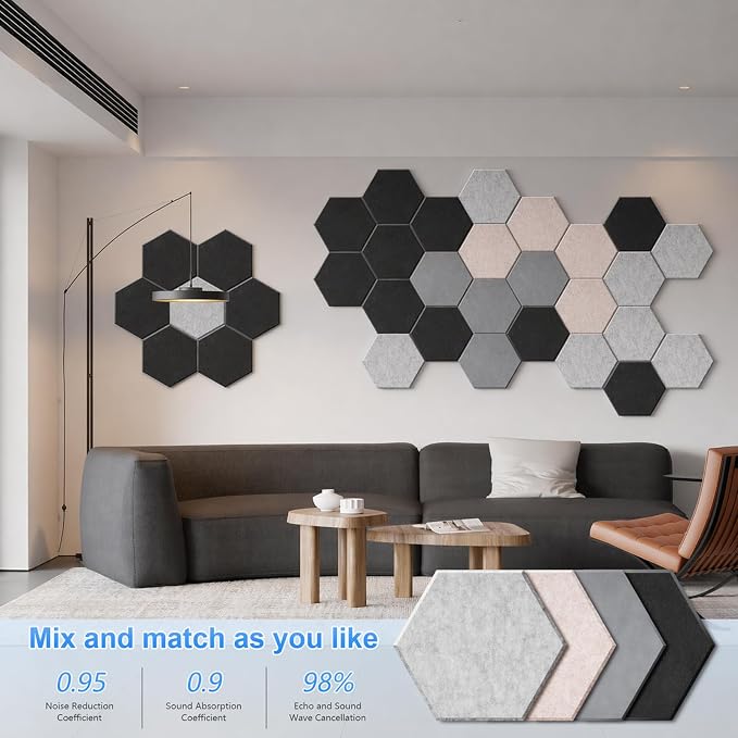 18 Pack Hexagon Acoustic Panels, Self-Adhesive Sound Deadening Panels, Sound - Image 6