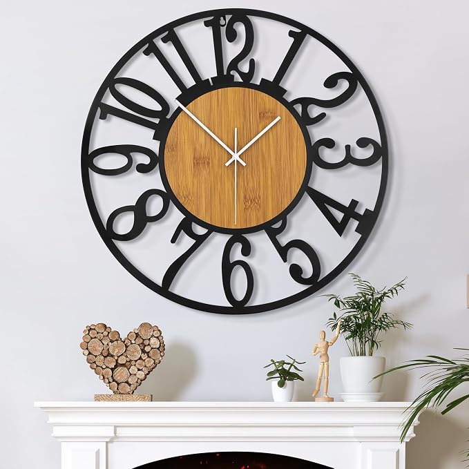 Large Wall Clock for Living Room Decor, 16 Inch Non Ticking Silent, Battery by ArtfulClocksBeautifulMoments