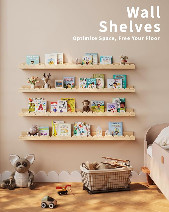 Shario Nursery Book Shelves, Scalloped Shelves, Wall Book Shelves - Image 6