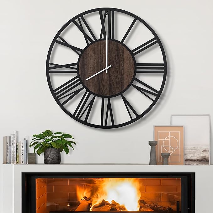 LEIKE Large Wall Clocks, Non Ticking, Battery Operated Rustic Round Modern Big by LEIKEWALLCLOCK