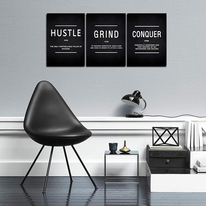 KAWAHONE Grind Hustle Conquer Success Wall Art, Motivation Canvas Wall Decor - Image 3