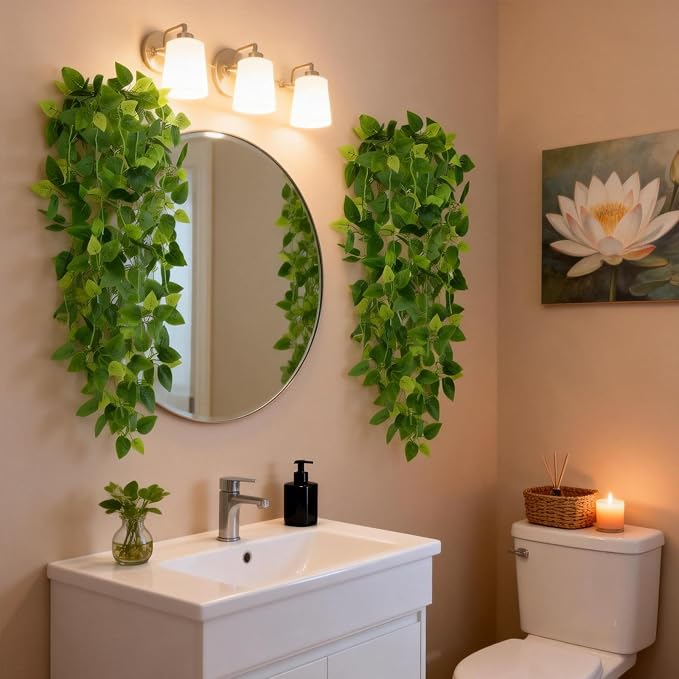 CEWOR 2pcs Fake Hanging Plants for Room Decor, 3.6ft Artificial Ivy Pothos Vine - Image 7