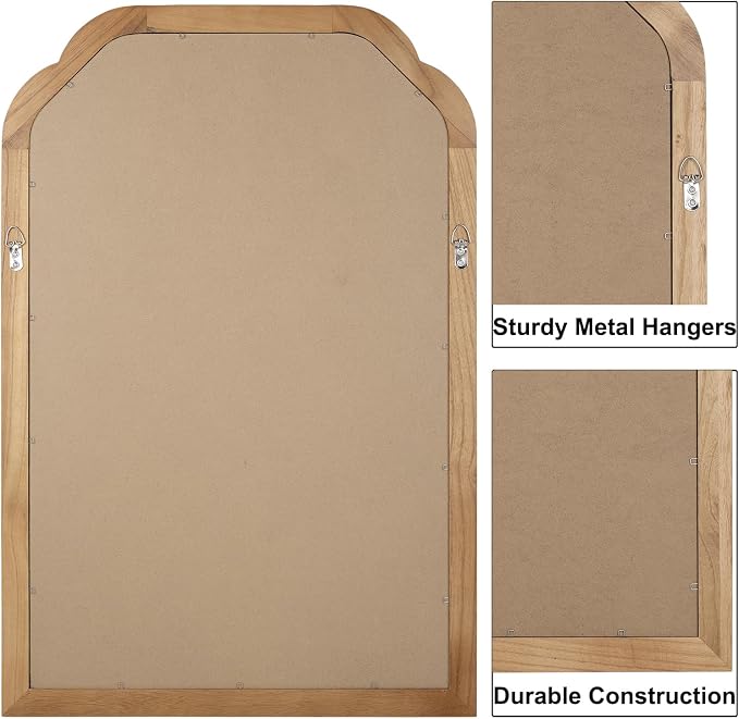 Wood Bathroom Mirror for Wall, 30 x 20 Inch Decorative Wall Mirror - Image 5