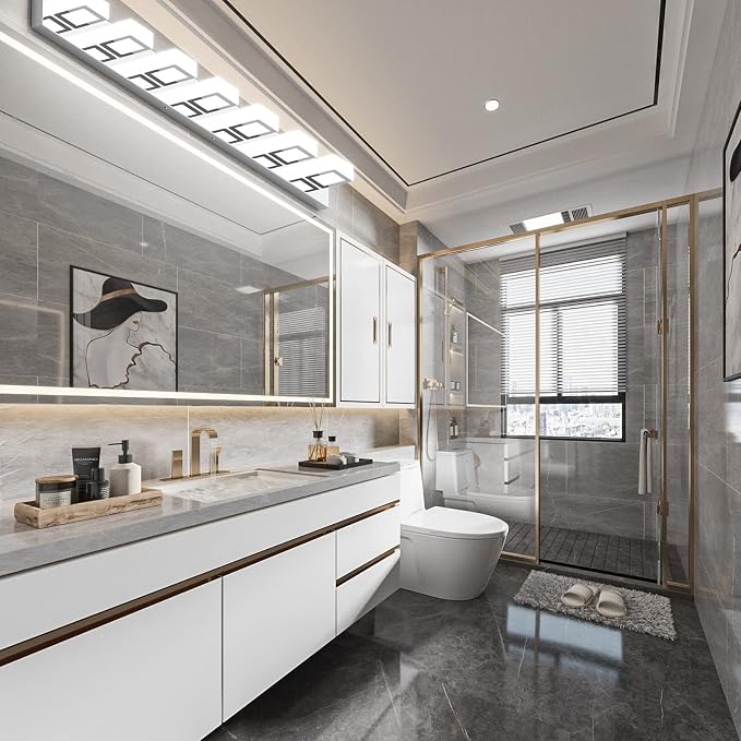 Ralbay 46" Modern LED Chrome Vanity Lights 7 Lights Acrylic Stainless Steel LED - Image 3