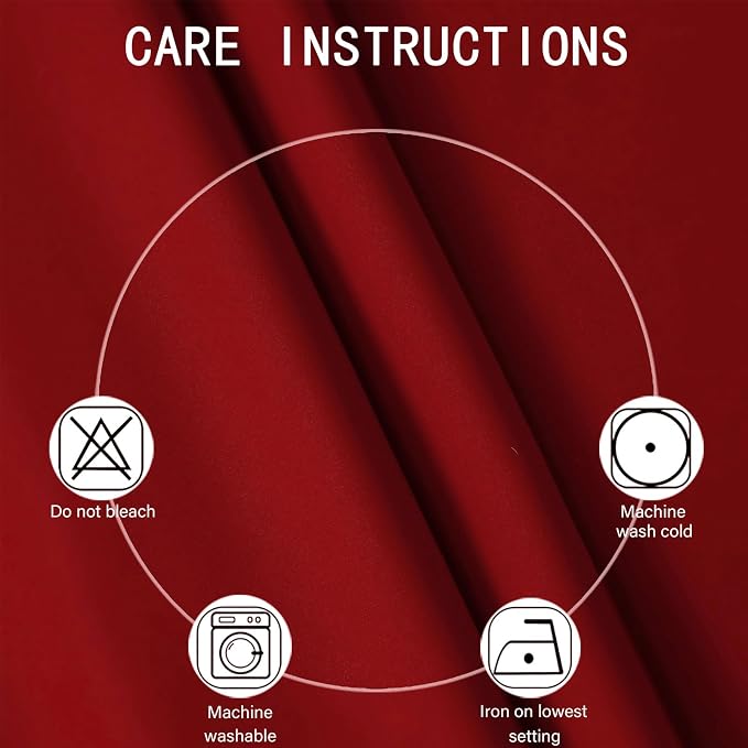 LEMOMO Blackout Curtains 66 x 72 Inch Long Red Curtains Set of 2 Panels Room - Image 4