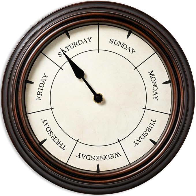 12-Inch Day of Week Wall Clock, Decorative Retirement Clock Gift by HYLANDA