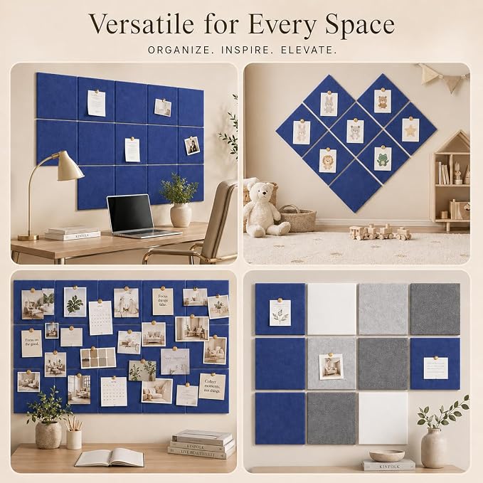Large Cork Boards for Walls – 36" x 24" Self Adhesive Felt Wall Tiles - Image 6