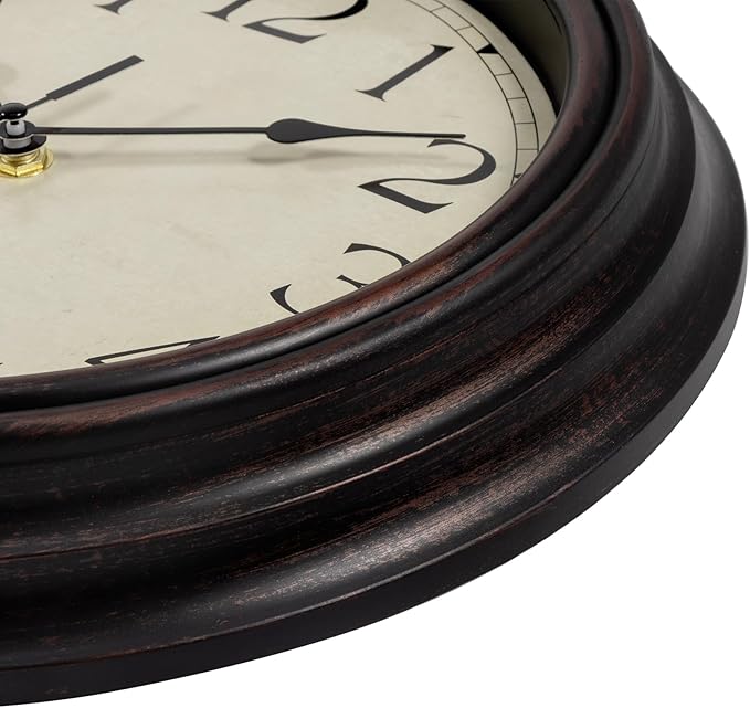 Foxtop Retro Silent Non-Ticking Round Classic Clock Quartz Decorative Battery - Image 4