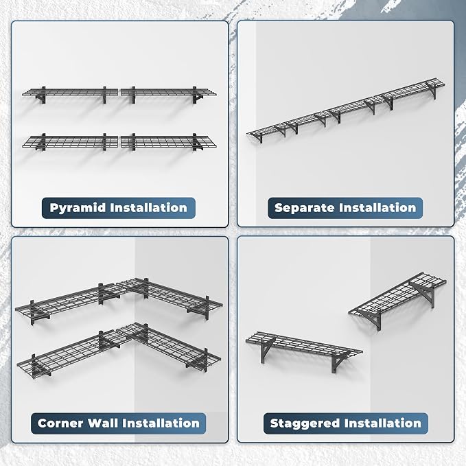 Jusgym 4 Pack Heavy Duty Garage Wall Shelving Set, Wall Mounted Garage Shelves - Image 5