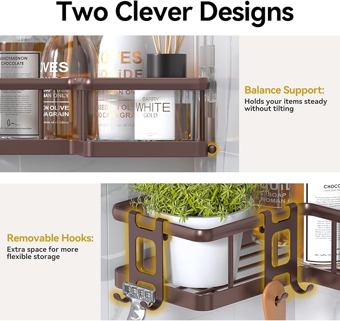 YASONIC Shower Caddy Corner, No Drilling Shower Organizer Corner - Image 7